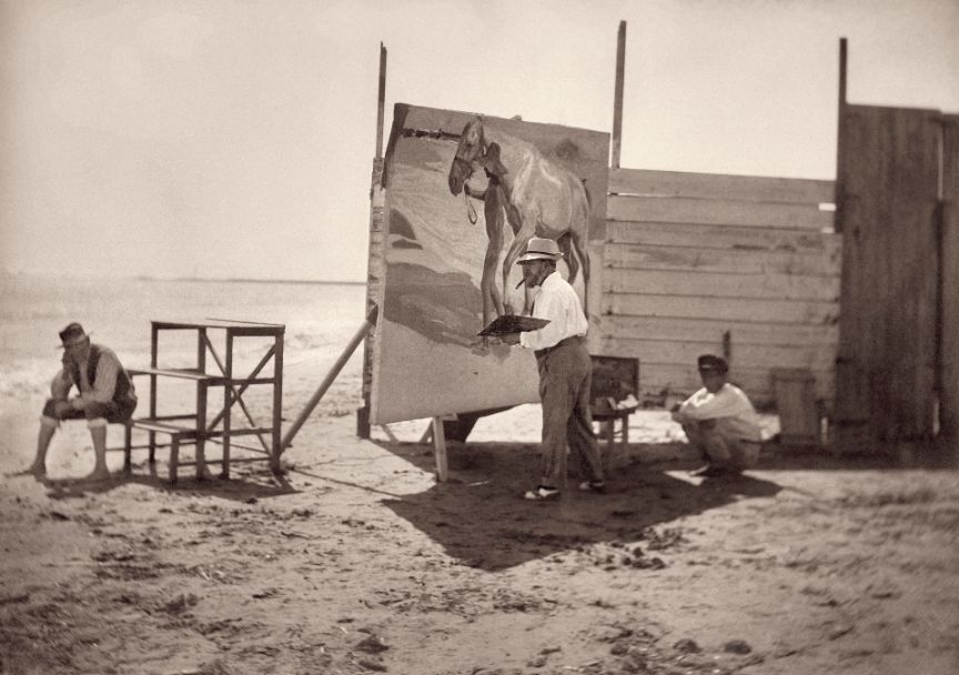 Sorolla pintando El baño del Caballo. Museo Sorolla, Madrid.